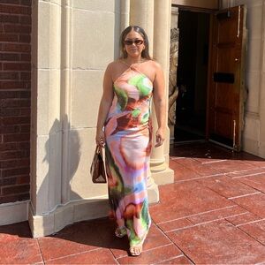 12th Tribe Silky Gold Chain Low Back Dress